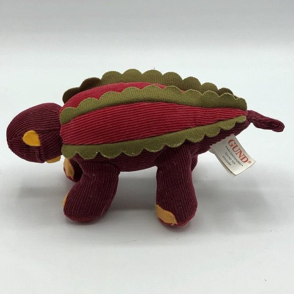 Gund Aaah Dinosaur Adam Mini Plush Ankylosaurus Corduroy Red Dino Sound Toy - Picture 2 of 8